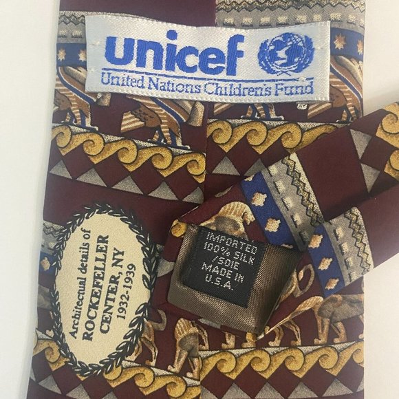 Lot of 2 Silk Neckties Unicef Rockefeller Center Save The Children Alexandra Tie - Picture 2 of 8